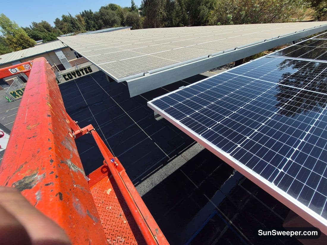 Before solar panel cleaning photo