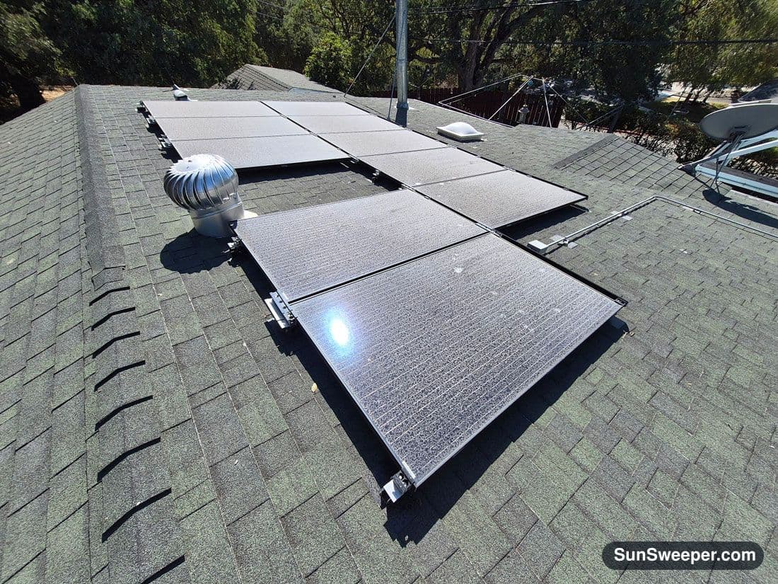 Before solar panel cleaning photo