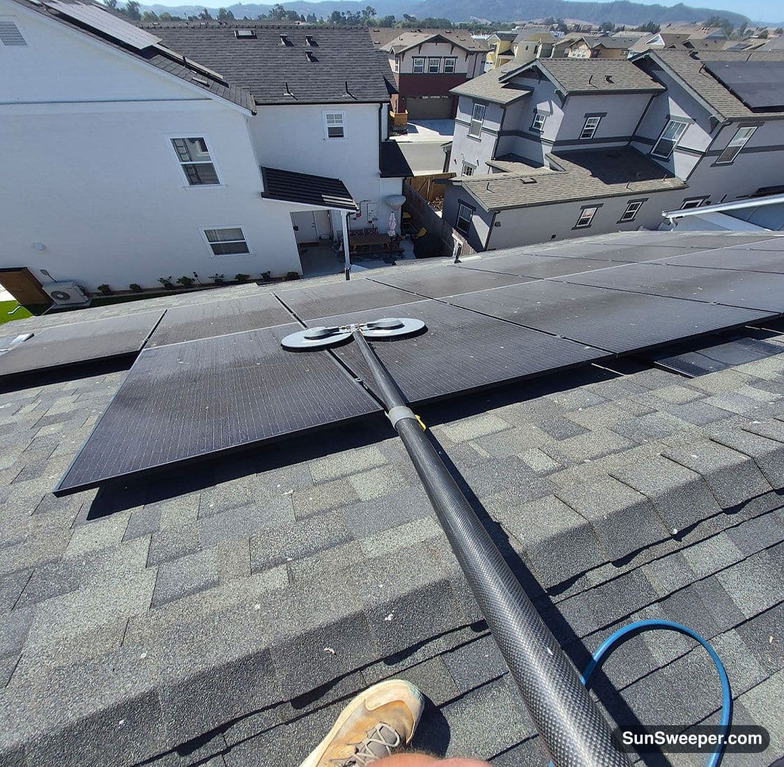 Before solar panel cleaning photo
